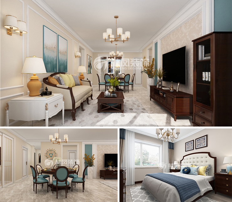 旭輝東樾城125平美式風格裝修效果圖 旭輝東樾城125平美式風格裝修效果圖