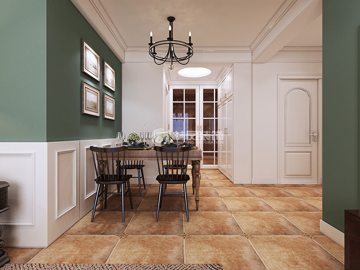 美式風格餐廳半墻設(shè)計裝修效果圖