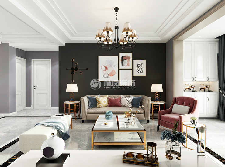 輕奢風(fēng)格客廳深色墻面設(shè)計(jì)裝修效果圖 輕奢風(fēng)格客廳深色墻面設(shè)計(jì)裝修效果圖